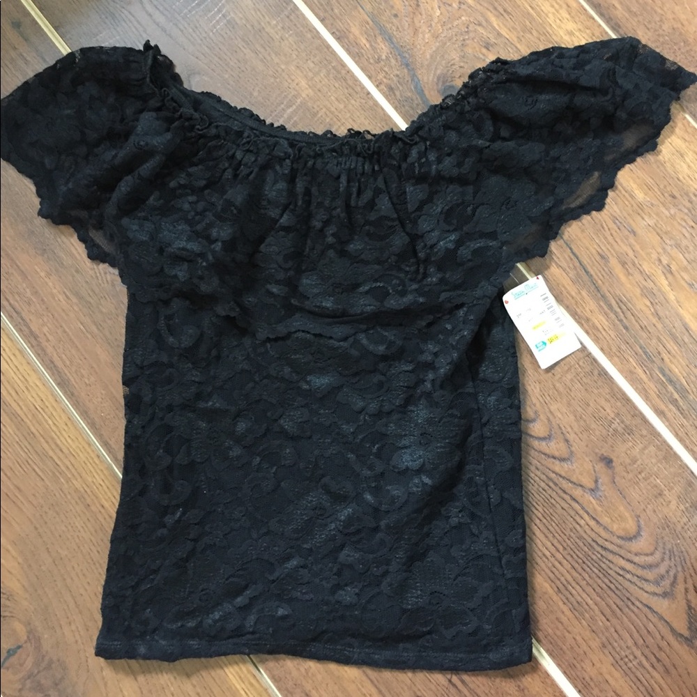 Black lace off the shoulder top