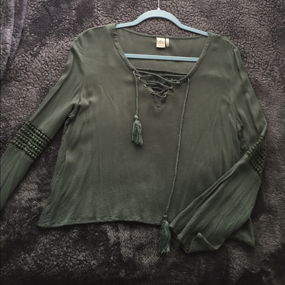 Olive Green Lace Front Top