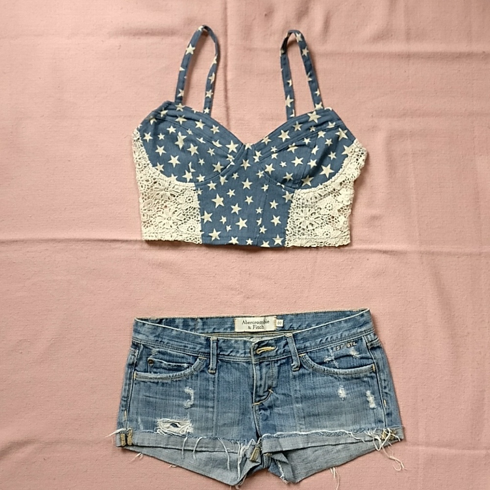 Denim crochet crop top