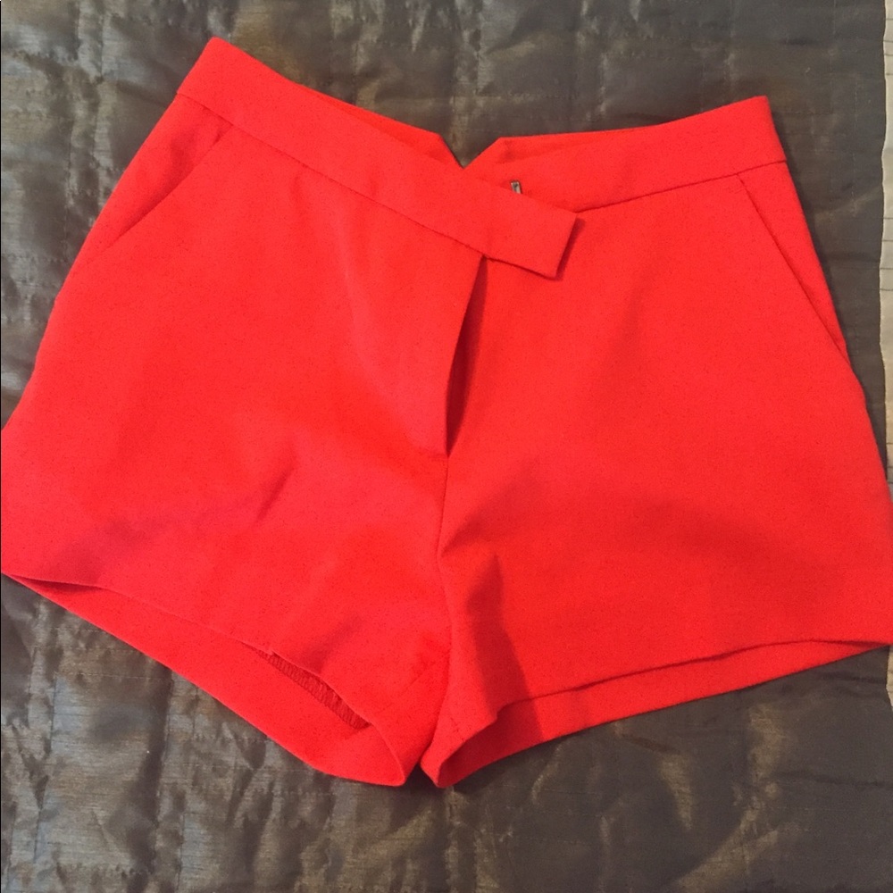 Red high waisted shorts