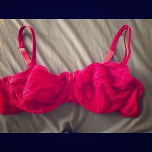 Hot Pink 40D Lace Unlined Bra