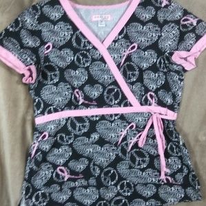 Koi breast cancer scrub top