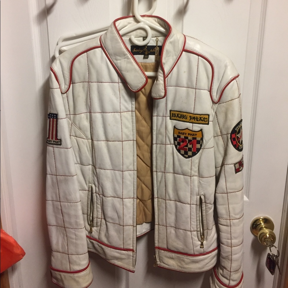 White/Red Leather Jacket - Picture 1 of 3