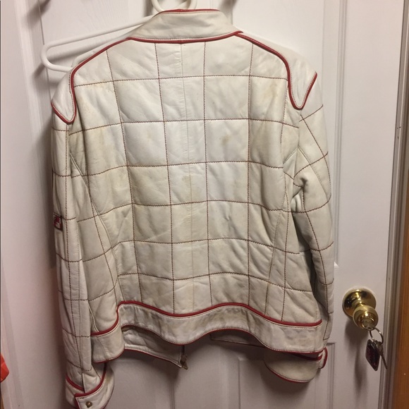 White/Red Leather Jacket - Picture 3 of 3