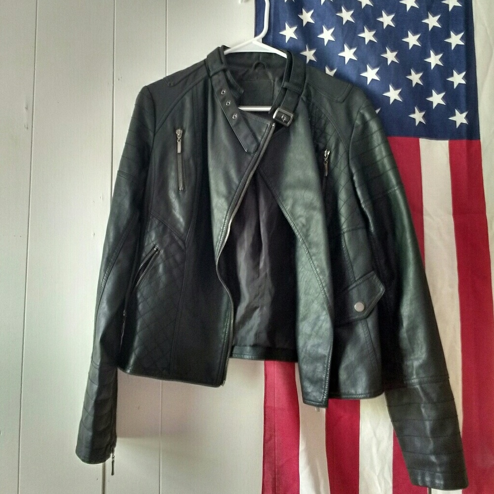 Max jean black leather jacket