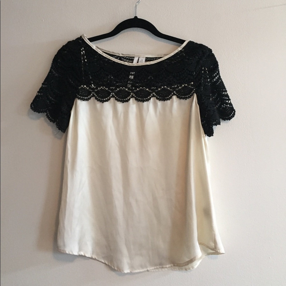 Cream top with black lace