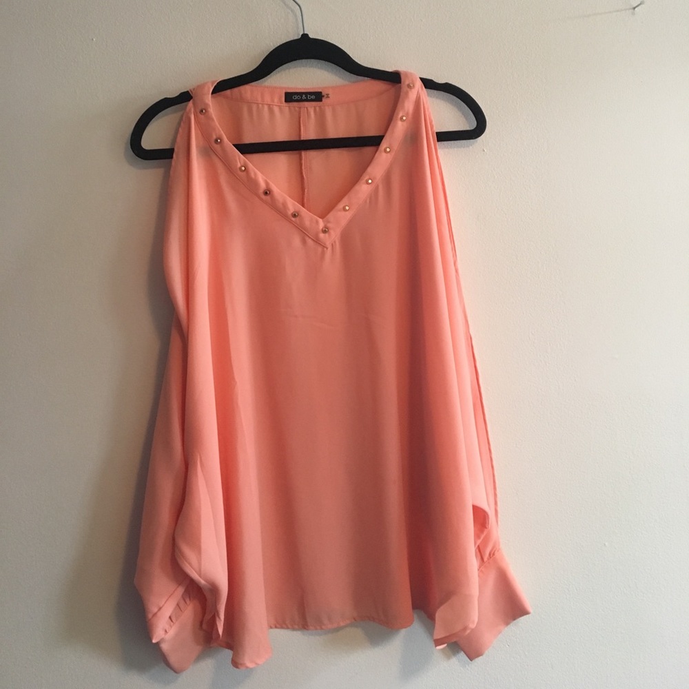 Pink Blouse with Gold Studs