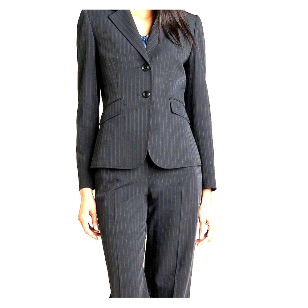 Tahari Arthur S. Levine Black Pinstripe Suit