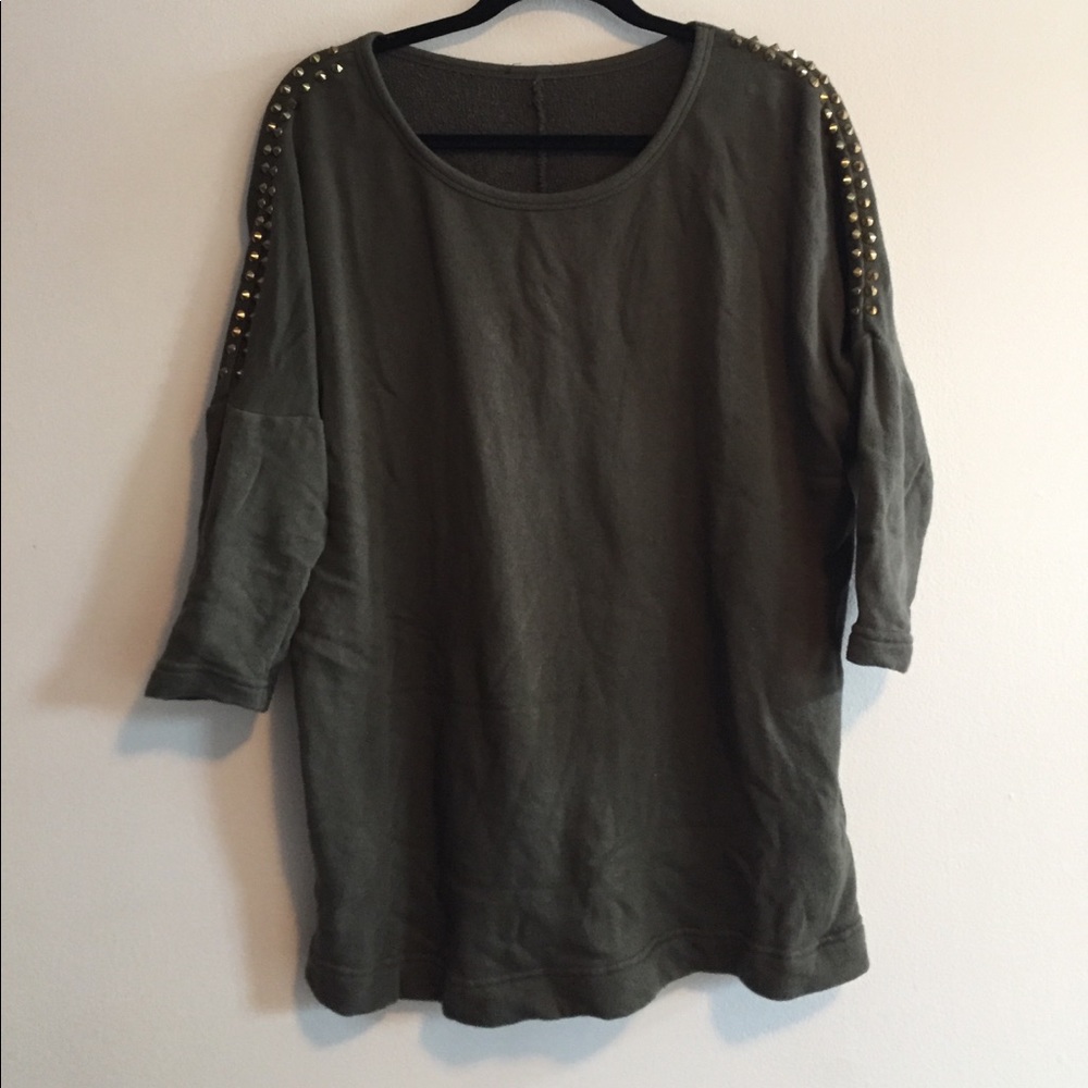Army green stud sweater