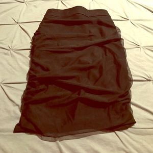 NEW black knee length skirt with mesh overlay