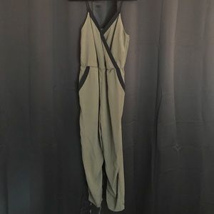 LONG GREEN W/ BLACK TRIM ROMPER!