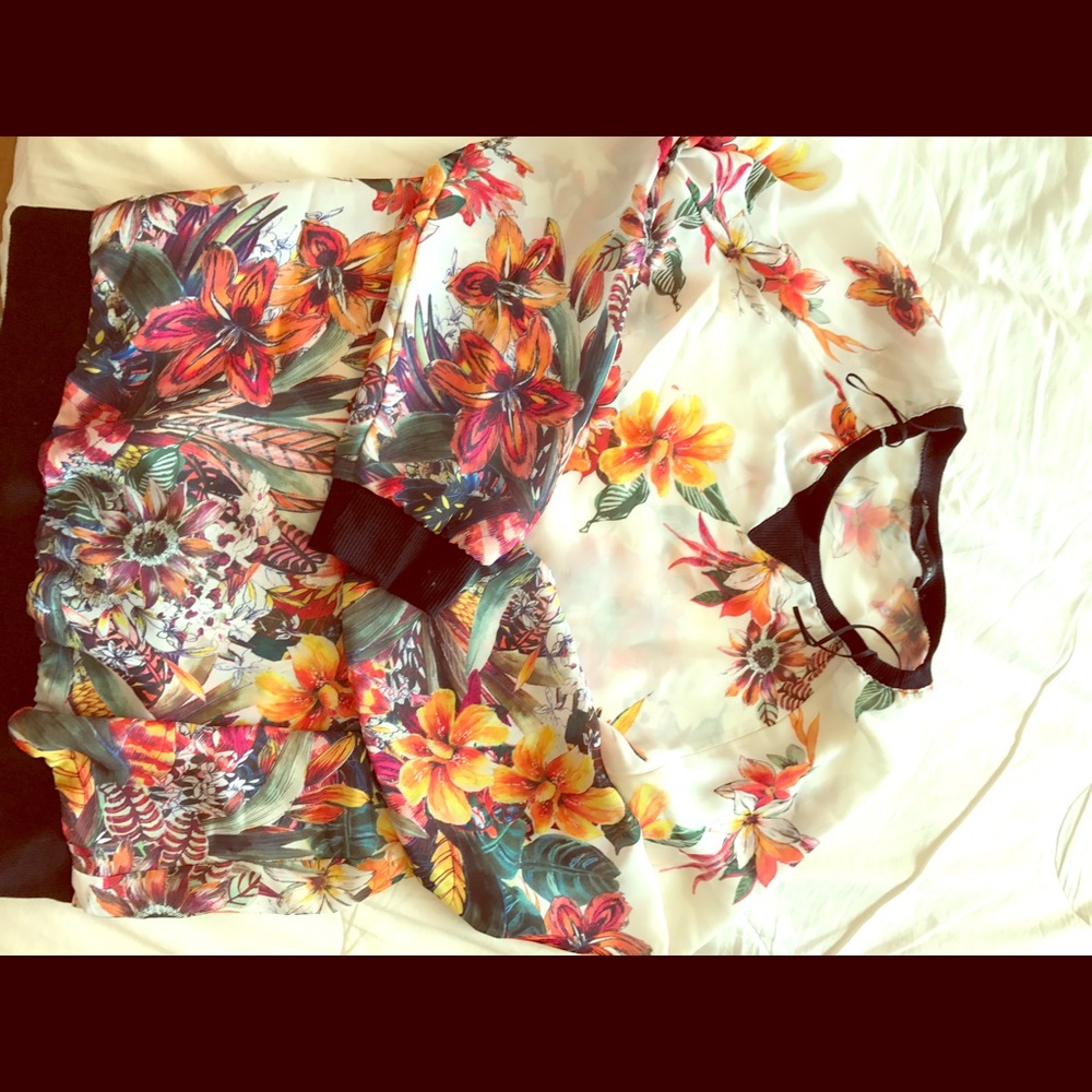 Zara loose sheer shirt with wild flower pattern