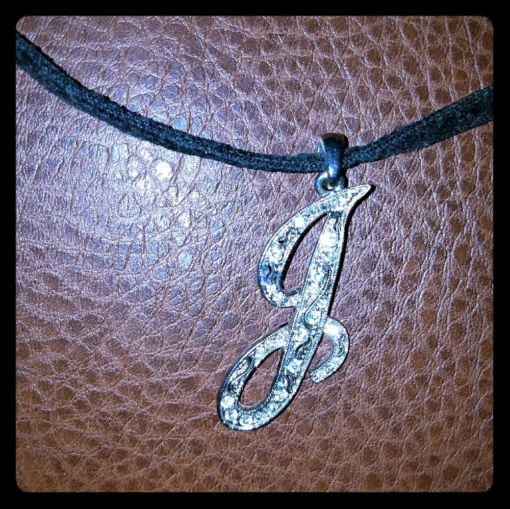 J Inital pendant with leather cord
