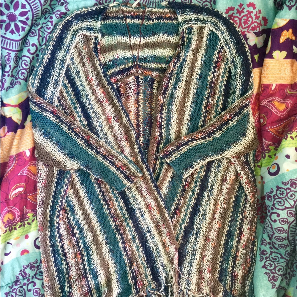 Free People Oversized Fringed Duster Cardigan XS