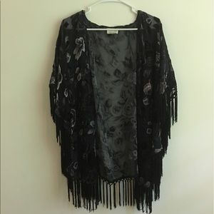 PacSun LA Hearts Sheer/Velvet Kimono -ONE SIZE
