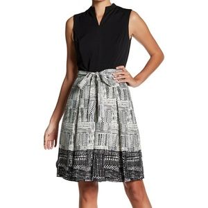 ELLEN TRACY Fit and Flare Balck and White Dress