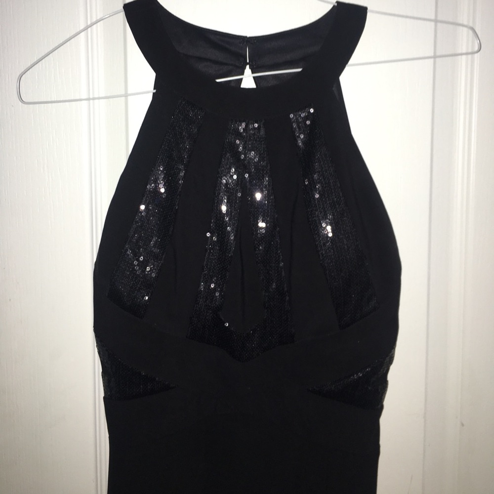 Black Prom Dress Open Back with Leg Slit WORN ONCE