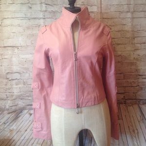 Lili Rose Pink Motorcycle Lambskin jacket Small