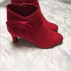 Red suede ankle boots