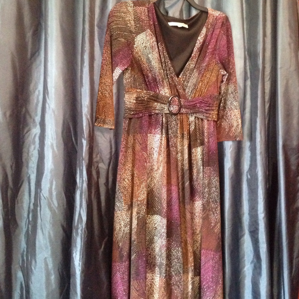 Evan Picone purple/cream/brown Dress