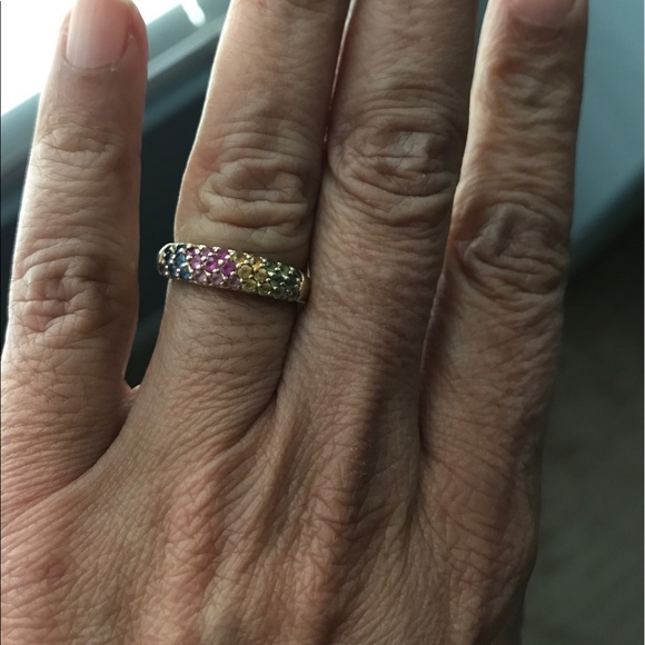 🛑SOLD🛑Multi-Colored Sapphire & Diamond Ring-Sz 7 - Picture 1 of 3