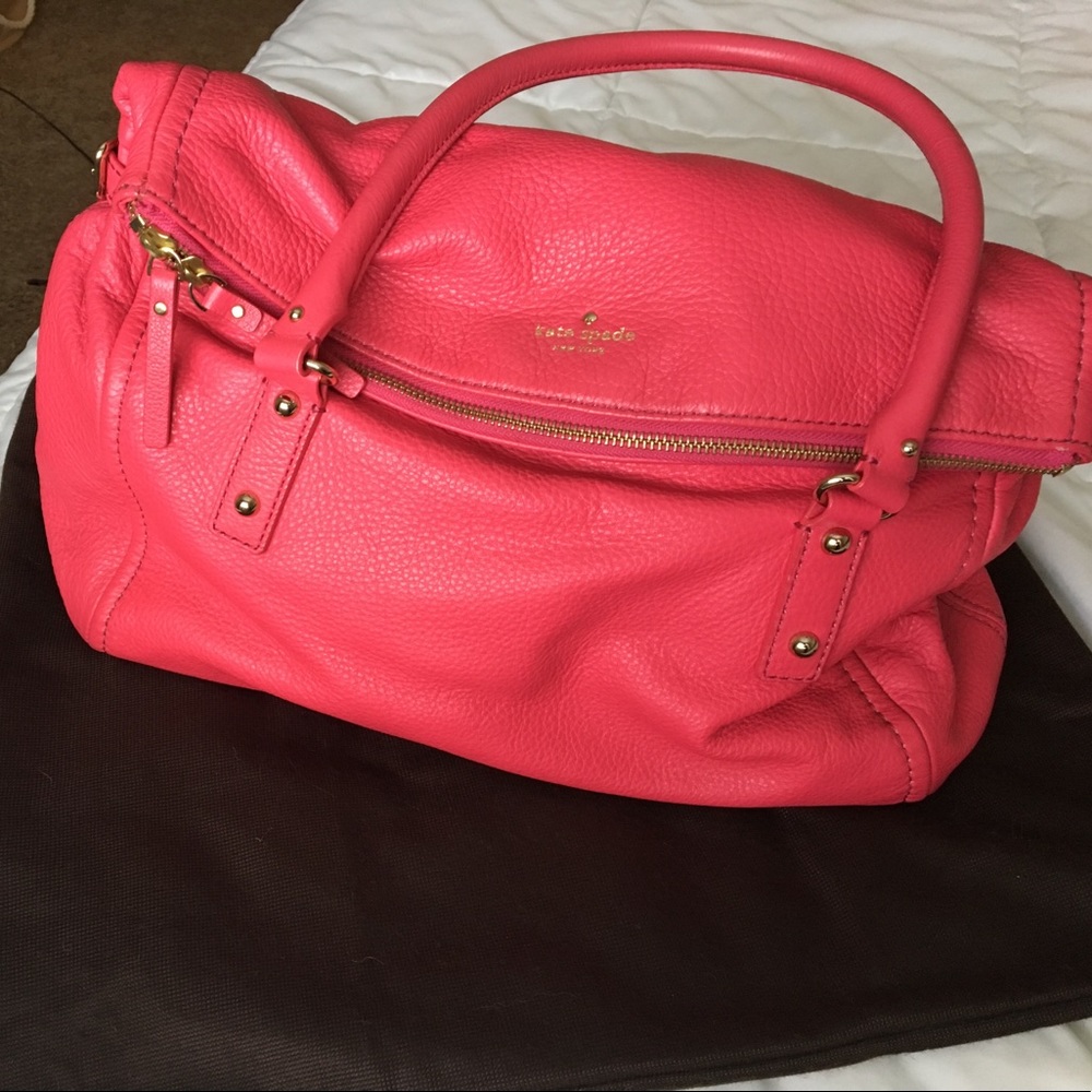 Hot Pink Kate Spade Large Leslie Foldover Bag