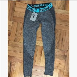 Gymshark Flex Leggings - charcoal /turquoise SMALL