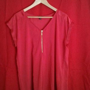 Express red dress blouse with gold accent zipper