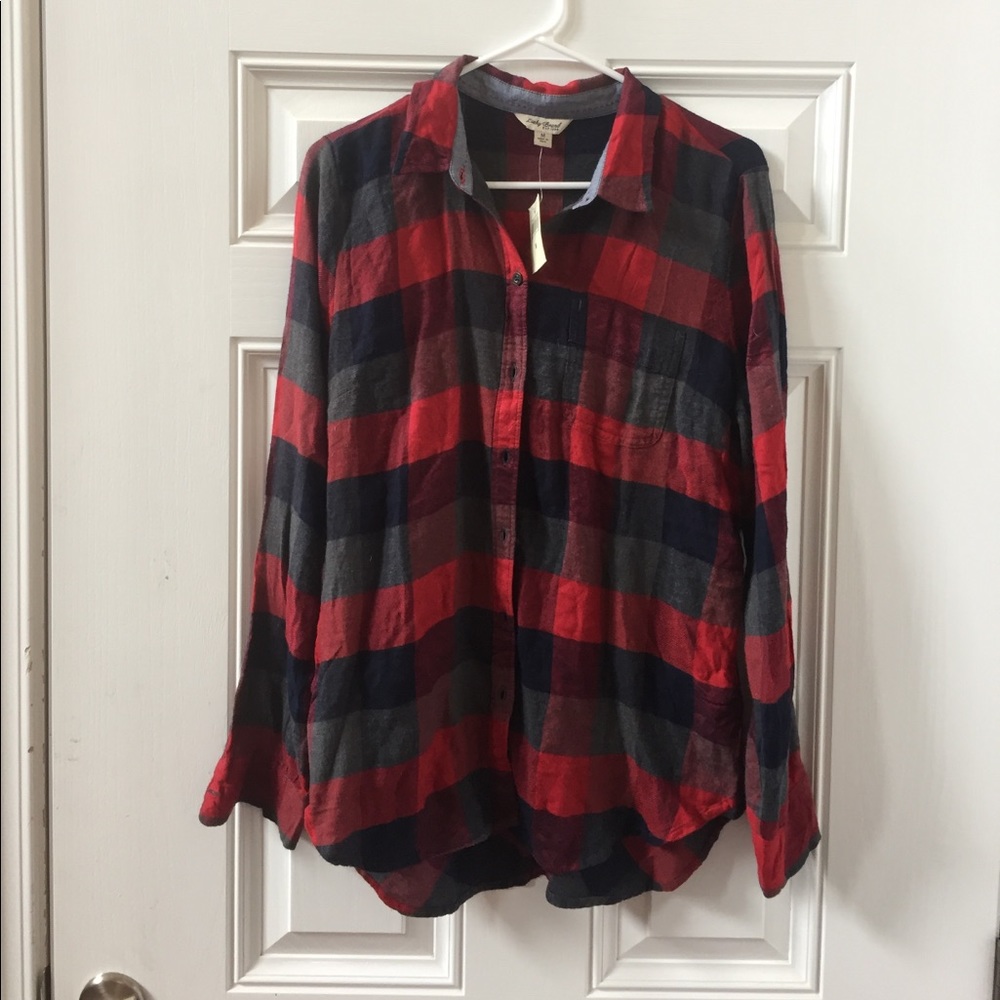 NWT Lucky Brand Plaid Button-Back Shirt