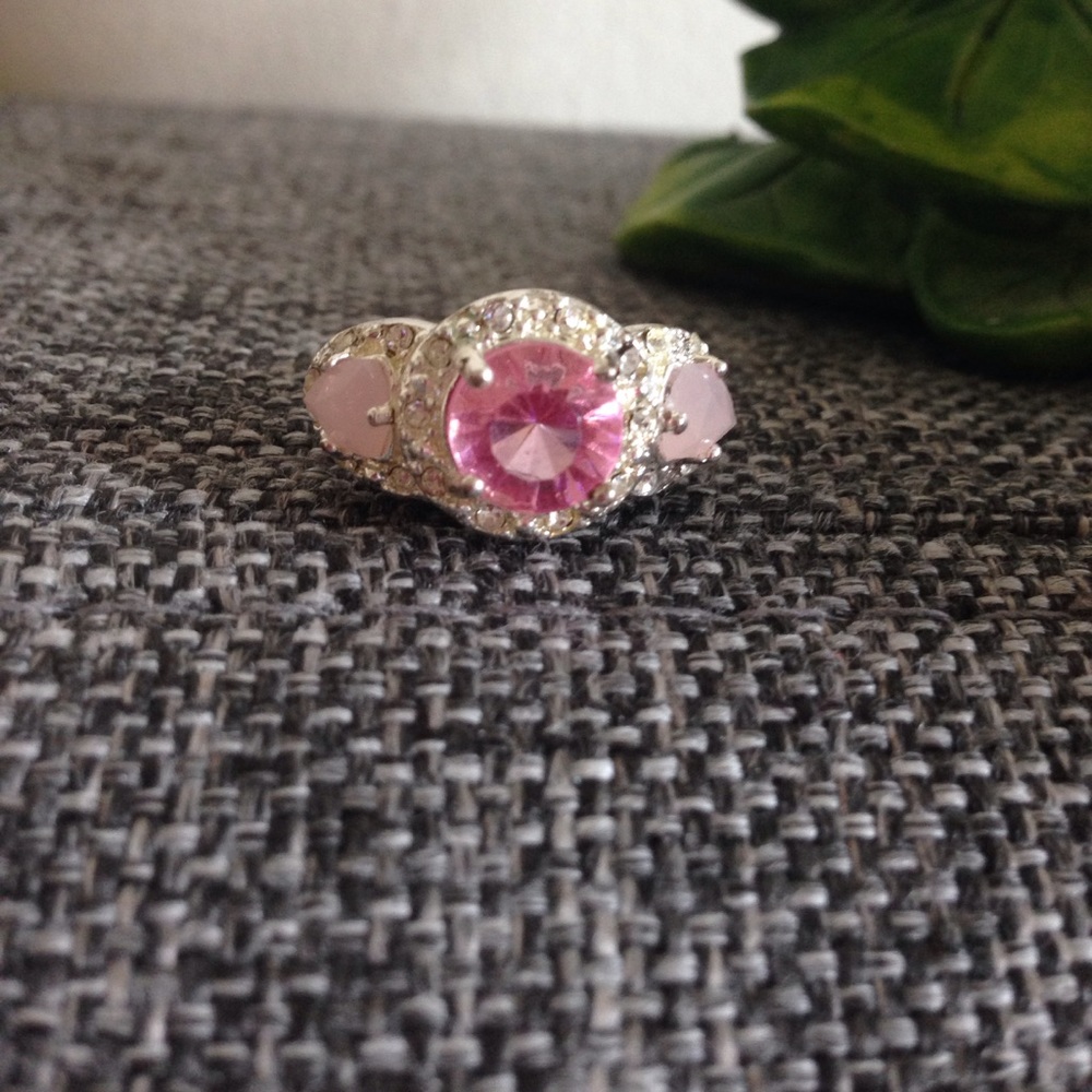 Sterling silver ring fancy sapphire and 2 rose qrt