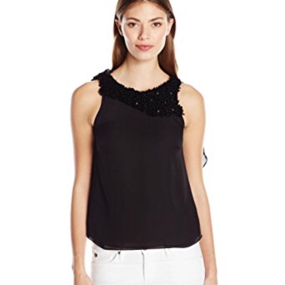 Halston Heritage Black embellished top