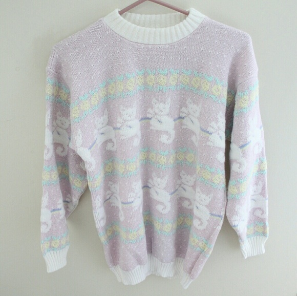 pastel cat sweater