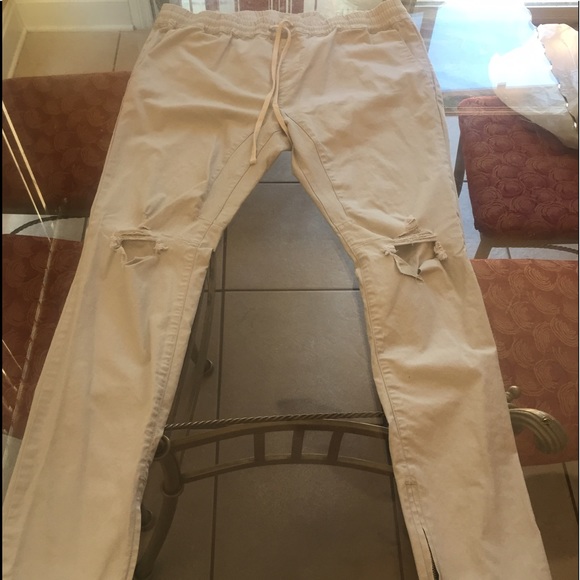 ripped khaki joggers