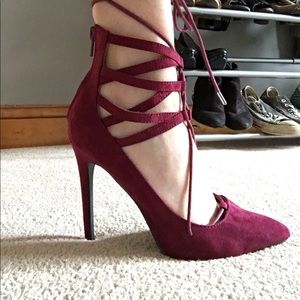Strappy high heels