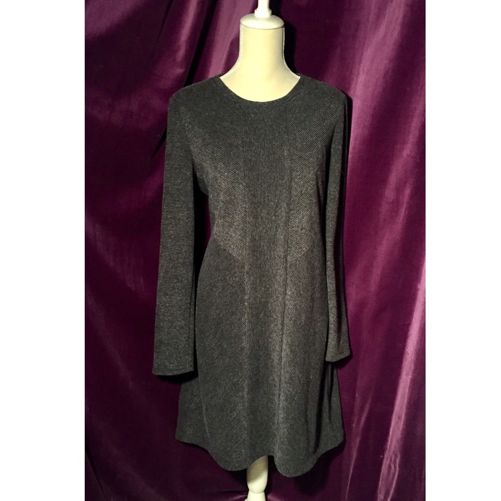 Ann Taylor Loft Gray Ribbed Sweater Dress