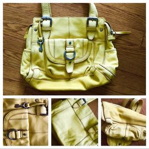Fossil lemon yellow leather med size handbag EUC