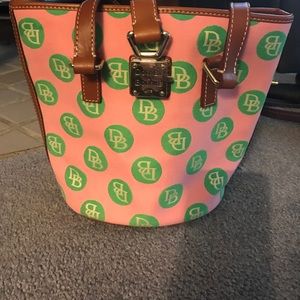 Dooney & Bourke pink and green polka dot handbag