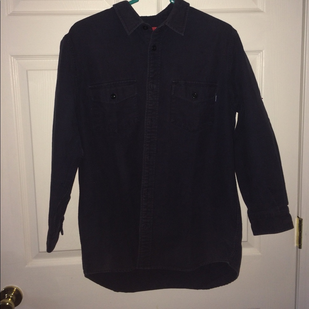 Supreme navy canvas button down shirt