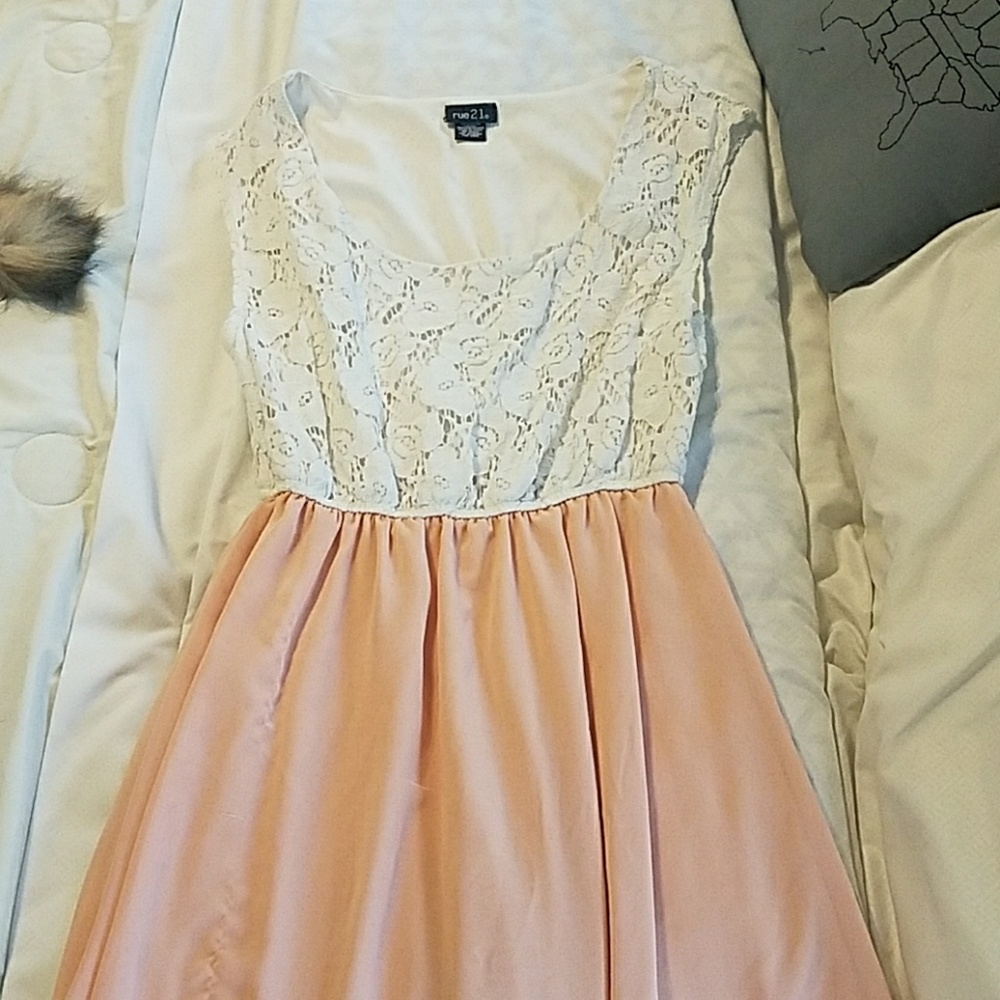Pink and white lace dress