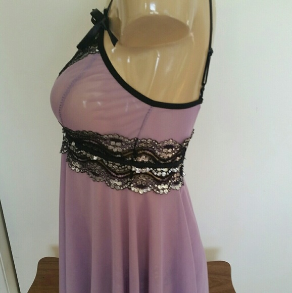 Two-piece Lavender Lace Baby Doll Set - Picture 4 of 8