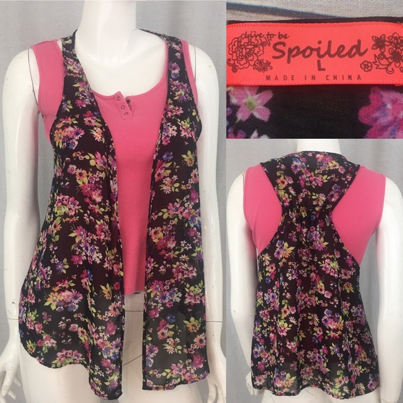 Spoiled Tops - 💌LG Spoiled Sleeveless Floral Racerback Kimono