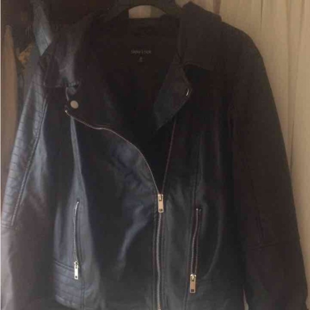 Black faux leather Moto jacket XL