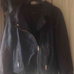 Black faux leather Moto jacket XL