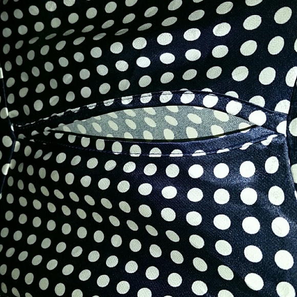 BCBG Maxazria Blue and White Polka-dot Blouse - Picture 7 of 7