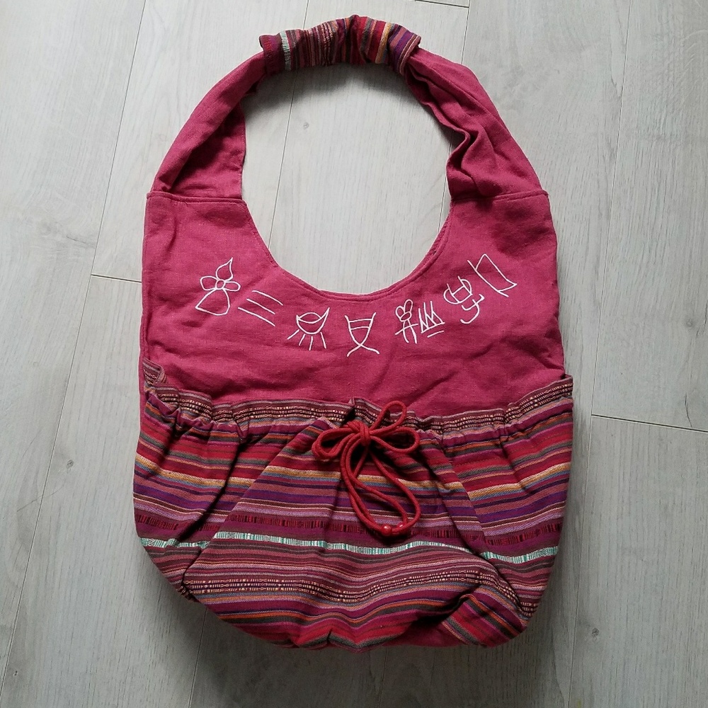 Pink Cotton Tribal Purse