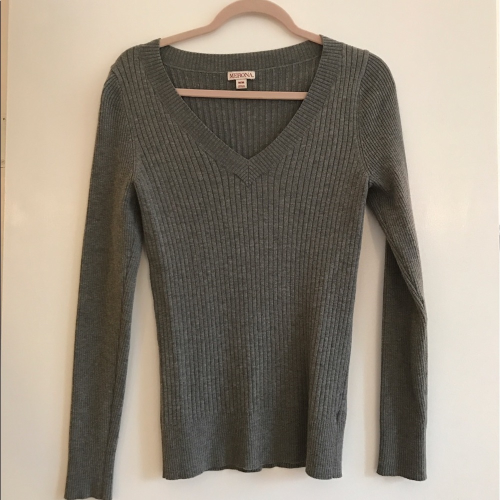 Target V Neck Sweater in Grey