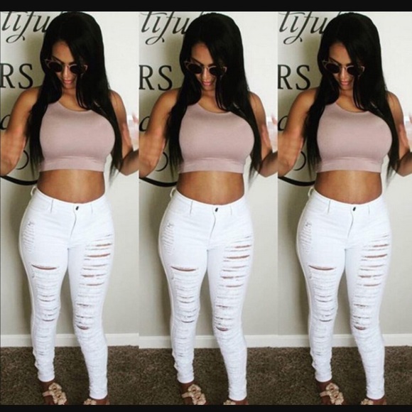 H&M Denim - White ripped jeans