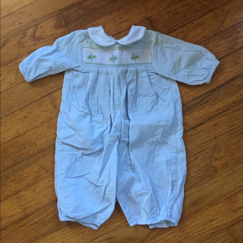 3 month Smocked Romper- light staining