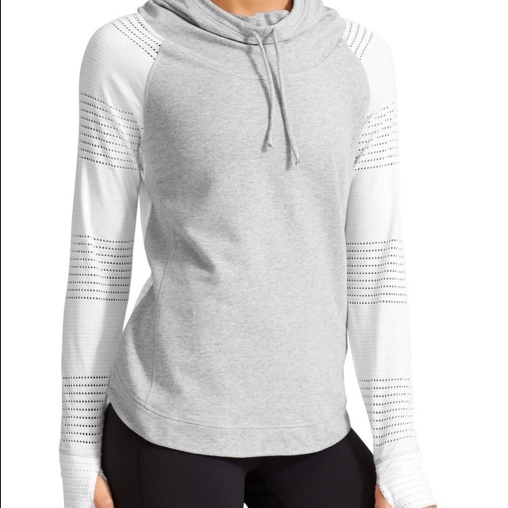 Athleta Limitless Hoodie, White/Grey, XXS