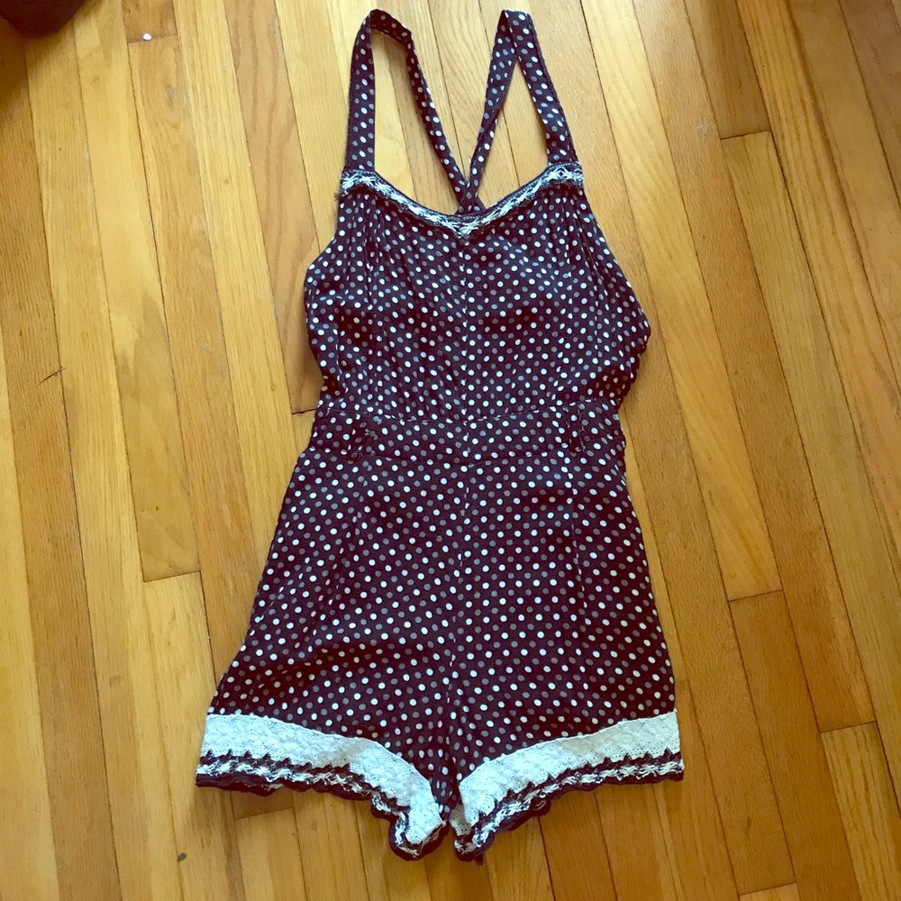 Polka dot Free People jumper/romper